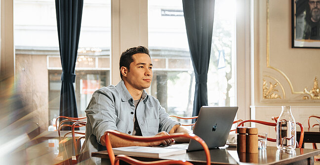 Person working on laptop