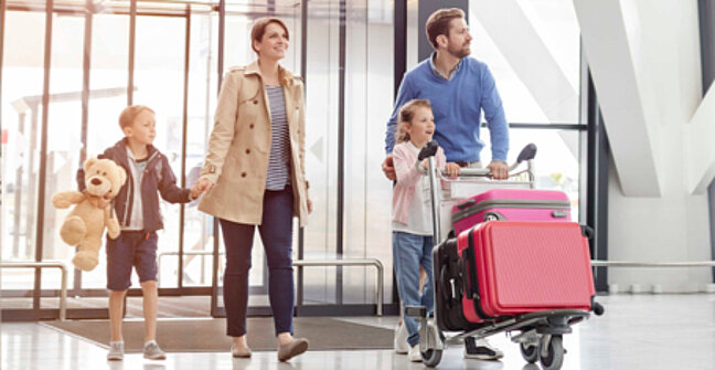 Family travelling from airport