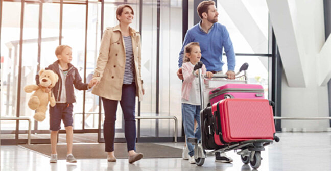 Family travelling from airport